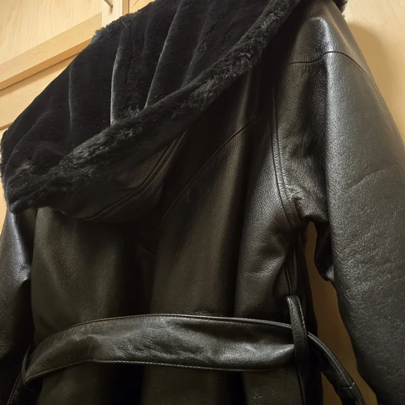 Wilsons Leather Black Fur Trim Jacket - Picture 4 of 6